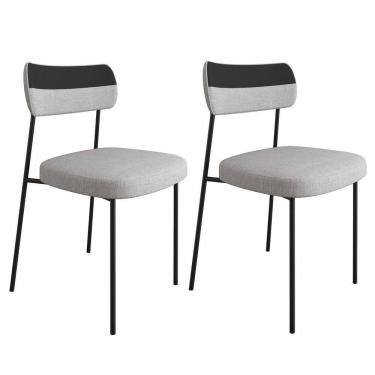 Imagem de Kit 2 Cadeiras Estofadas Milli Corano/linho A14 Preto/cinza - Mpozenato