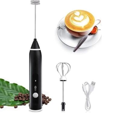 Imagem de Mini Mixer Portátil Misturador de Bebidas Batedor Espumador de Leite Ovos Café Whey Multiuso Cozinha USB Recarregável Premium (Branco)