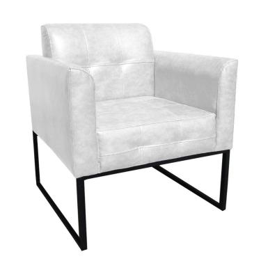 Imagem de Poltrona Elisa Corano Linha Premium Base Preta Cor Branca