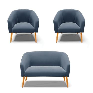 Imagem de Kit 01 Namoradeira 02 Lugares E 02 Poltronas Azul Marinho