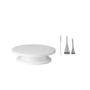 Imagem de Genérico, Prato de Bolo Giratorio e Bico de Confeitar Aço Inox Escova