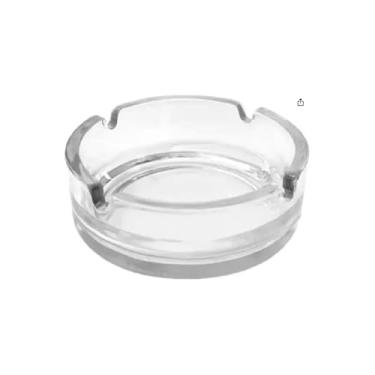 Imagem de Cinzeiro de Vidro Redondo, Transparente, 11 cm x 3,5 cm, para Bar, Restaurante e Casa, Multifuncional para Cigarros e Charutos