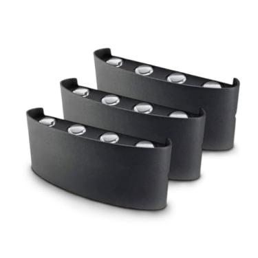 Imagem de Kit 1/2/3 Luminárias Arandela Meia Lua - 6/8 LEDs Bivolt, Luminária de Parede Externa e Interna, Cores Branco/Preto, Decorativa e Resistente (3 Preto,6 Leds)