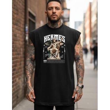 Imagem de Regata Oversized Machao Hermes Algodão 30.1 Premium Verão - AL7, Preto