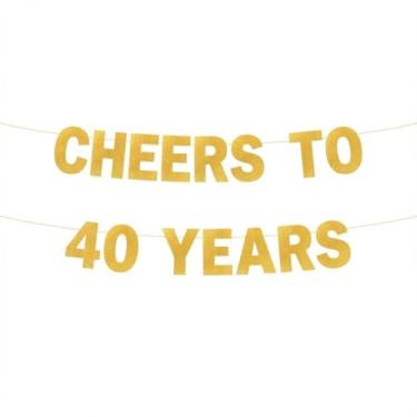 Imagem de Kainds Faixa de aniversário de 40 anos, letras grandes em negrito de 19,6 cm, gala alegre de 40º aniversário para amigos, letras brilhantes antiderrapantes e glitter não derramam