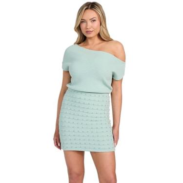 Imagem de GUESS Vestido feminino de crochê Natalia com contas ecológicas, Seafoam Mist, PP