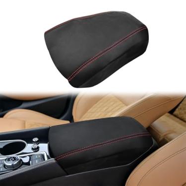 Imagem de RUIANTE Substituição da capa do console central para Nissan Maxima 8ª geração 2016-2023, substituição de apoio de braço de couro acessórios para carro (preto, apenas peça de couro)