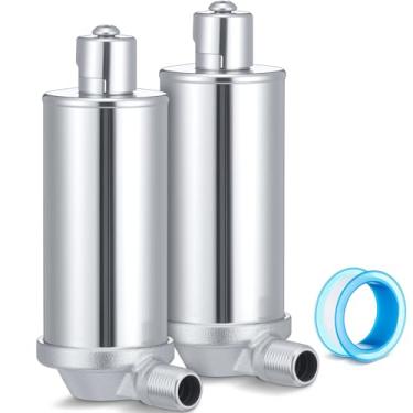 Imagem de Gisafai 2 peças de saída de ar do radiador a vapor, válvula de ventilação de montagem em ângulo ajustável Mip de 1/20.3 cm, fita selante industrial Ptfe para forno, válvula reguladora de calor