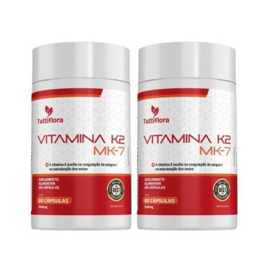 Imagem de Kit 2x Vitamina K2 MK-7 60 Cápsulas 500mg Tuttiflora-Unissex