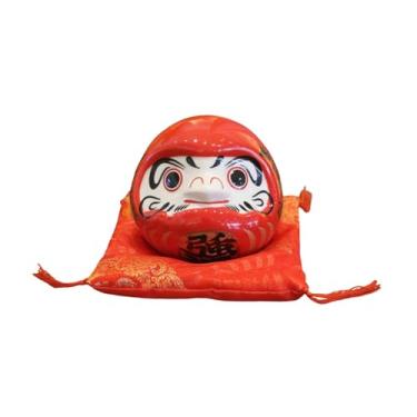 Imagem de Generic Cofrinho Daruma de Cerâmica, Boneco Daruma, Artesanato, Ornamento Original, Caixa de Dinheiro, Decoração de Mesa para Escritório e Casa, Vermelho