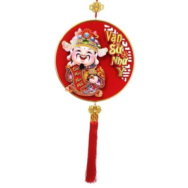 Imagem de UGPLM Pingente clássico de Ano Chinês com elementos decorativos, Ano do Cavalo, com borlas, da Riqueza, para escritório, sala de estar e casa, Balançando a Cabeça