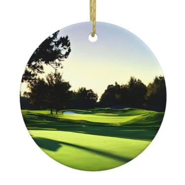 Imagem de Estampa de campo de golfe de Natal para pendurar em cerâmica, pingentes de porcelana, decoração criativa de Natal