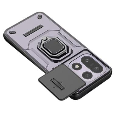 Imagem de LTLMYDAM Capa legal para OnePlus 15, capa de proteção de câmera deslizante, capa de suporte de anel fino de policarbonato fosco militar, roxa, 15