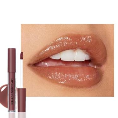 Imagem de HHLTOH Browm Honey Butter Lip Gloss matizado, batom líquido hidratante para mulheres, protetor labial hidratante natural para lábios secos, delineador labial leve, vegano nº 1
