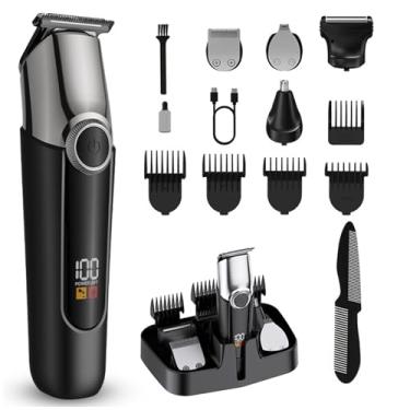 Imagem de Vroomoto Máquina de Cortar Cabelo Sem Fio para Homens, Multifuncional, 5 Em 1, Barbeador de Nariz e Barba Com Display Digital LED, Kit Corte Cabelo Recarregável