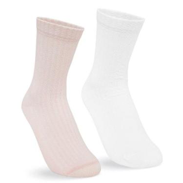 Imagem de Kit 2 Meias Puma Cano Médio Feminina 34/38 4970.001, Rosa cha, Branco,