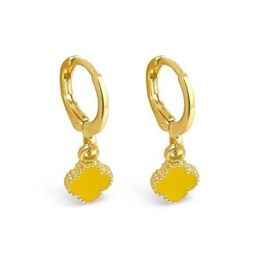 Imagem de Brinco Argolinha Trevo Folheado a Ouro para Bebês e Crianças - Family 