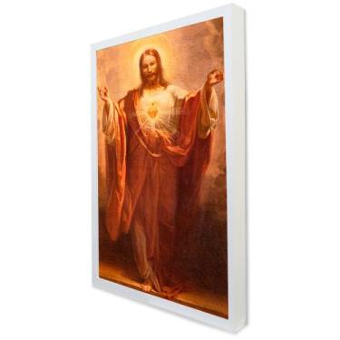 Imagem de Quadro Decorativo Coração de Jesus em Moldura Caixa - TaColado, 60 x 9