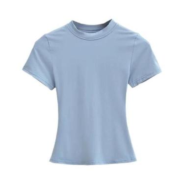 Imagem de Camiseta Casual Feminina Slim Fit De Manga Curta, Tendência De Moda, T