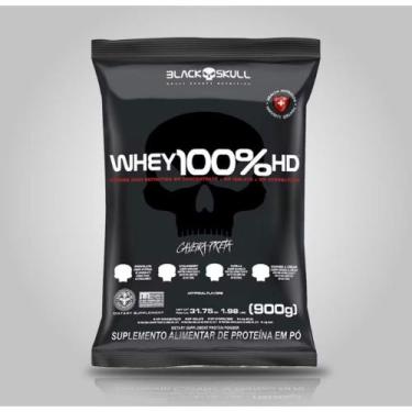 Imagem de Whey Morango 100 HD Whey Protein 900g Sabores Black Skull