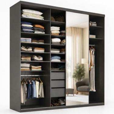 Imagem de Closet Casal 1 Porta de Correr Com Espelho 3 Gavetas 208cm MDF Sonni R