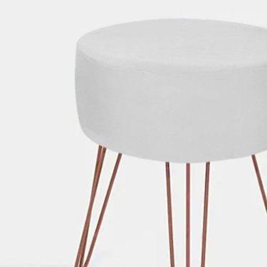 Imagem de Puff Puf Banqueta Redondo Magnus Branco Aramado Rose Gold