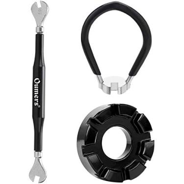 Imagem de Oumers Kit com 3 chaves de raio de bicicleta, ferramenta de bicicleta de aço forjado, ferramenta correta, ferramenta de raio-bicicleta - preta