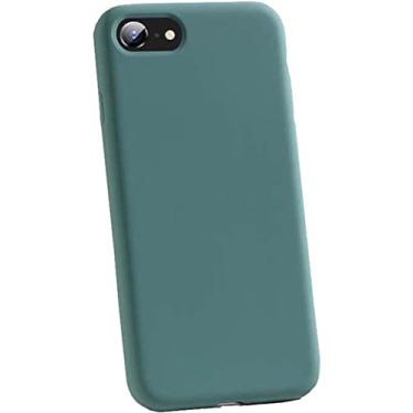 Imagem de HAODEE Capa de silicone líquido para Apple iPhone SE3 (2022) 4,7 polegadas, capa traseira macia à prova de choque [proteção de tela e câmera], roxo (cor: verde escuro)