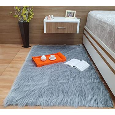 Imagem de Tapete Pelúcia Peludo 120x80 Pelo Alto 7cm Manta Capa Sofá Cor:CINZA