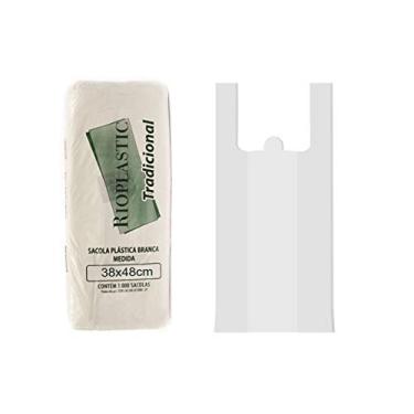 Imagem de Sacola Plástica Média Branca 38x48cm - Rioplastic C/1000