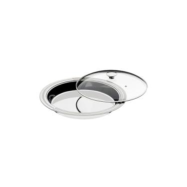 Imagem de Tramontina 61528394 Prato Fundo Aço Inox com Tampa de Vidro, Prata, 39 cm