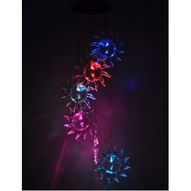 Imagem de Lainin – Lâmpada móvel com mudança de cor e sinos de vento movido a energia solar para jardim ao ar livre, casa, pátio, decoração (sol)
