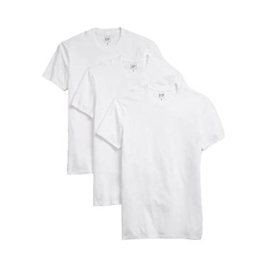 Imagem de GAP Camiseta masculina de gola redonda (pacote com 3), Branco óptico, M