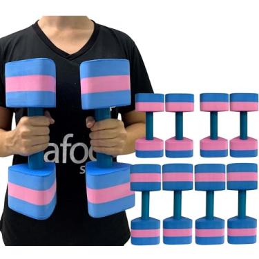 Imagem de Kit 4 Pares Halteres Hidroginástica em EVA P 1-2kg M 2-3kg Azul/Rosa Dafoca Sports