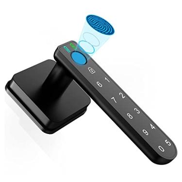 Imagem de Foxgard Fechadura de porta inteligente com impressão digital, fechadura biométrica, maçaneta eletrônica com teclado, maçaneta inteligente com 100 impressões digitais, 50 códigos, para casa, quarto,