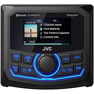 Imagem de JVC Receptor de calibre marítimo KD-MR305BTS, à prova de intempéries, LCD de 2,7 polegadas, amplificador embutido, Bluetooth, leitor de MP3 de mídia digital, sem leitor de CD, porta USB, sintonizador