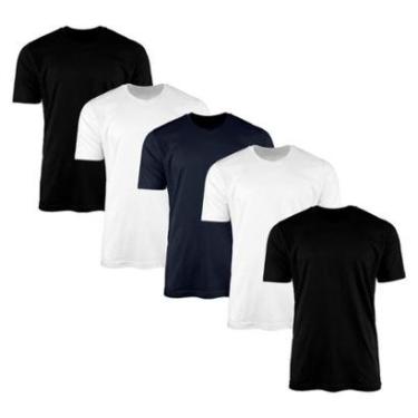 Imagem de Kit 5 Camisetas AMGK Masculina Lisa Básica 100% Algodão-Masculino