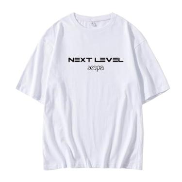 Imagem de Camiseta Aespa Next Level Star Style estampada para fãs de algodão gola redonda manga curta, Branco, G
