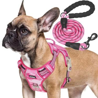 Imagem de Peitoral tático resistente para cães pequenos Beebiepet Antipuxão, ajustável, refletivo, treinamento de serviço, colete militar K9 para cães de trabalho – P, camuflado, rosa