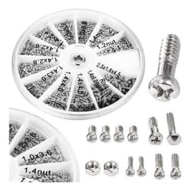 Imagem de 1 Kit De 600 Pcs Parafuso Relógio Óculos Conserto Porca estojo case ót