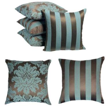 Imagem de Kit 4 Capas de almofada Jacquard Medalhão/Listrado 45 X 45 - MUMUDECOR
