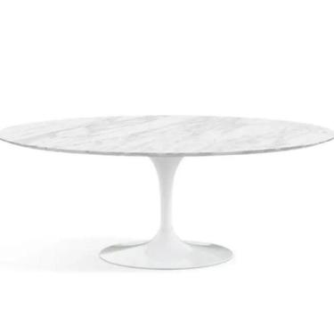 Imagem de Mesa de Jantar Saarinen Oval 120x80 cm Mármore Carrara Base Branca - L
