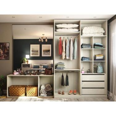 Imagem de Guarda Roupa Closet Modulado sem Portas 2 Peças, 3 Gavetas, 2 Cabideir