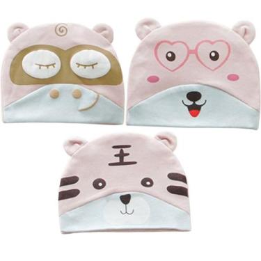 Imagem de Kit 3 Gorro Fantasia para Bebê 17x14cm - Bene Casa, Rosa