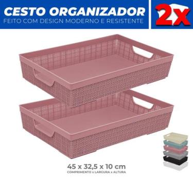 Imagem de Kit 2 Cestos Organizador Armário Gaveta Lavanderia G 45x32 - Jaguar, R