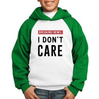 Imagem de Moletom Infantil I don't care - Foca na Moda, Branco, Verde, 14
