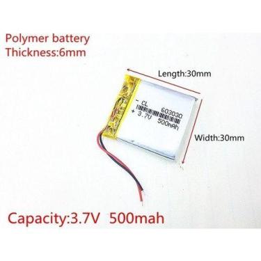 Imagem de Bateria 603030 2 Fios 3,7v 500mah Fone 500bt 6 X 30 X 30mm - KMIG