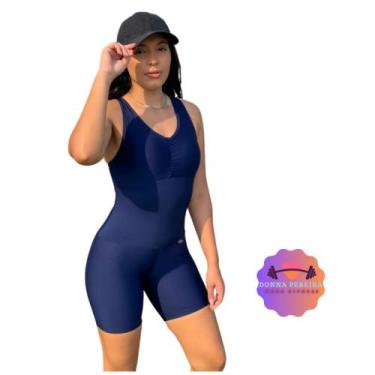 Imagem de Macaquinho Curto Com Bojo Removível Natação - ELYYS FITNESS, Azul, G