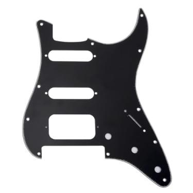 Imagem de Musiclily Pro 11 Furos Canto Redondo Escudo Guitarra HSS Strato Pickguard para American/Mexican Fender Stratocaster Captadores Abertos com Floyd Ponte Cut,3 Camadas Preto
