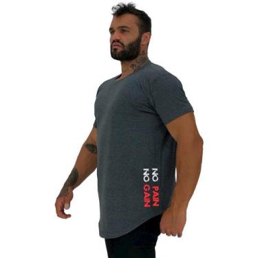 Imagem de Camiseta Longline Masculina MXD Conceito Estampa Lateral No Pain No Ga